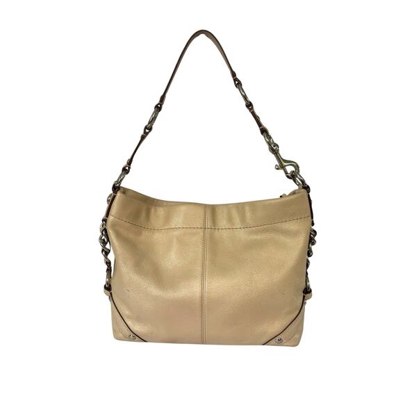 Coach Carly Hobo Bag Cream Silver Leather Shoulder Bag Metallic F15251 - Picture 2 of 14